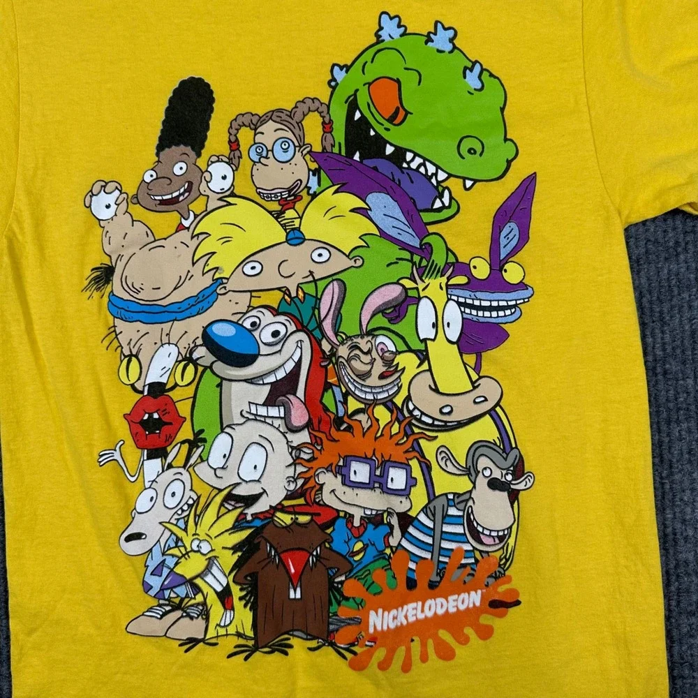 Nickelodeon Mens S Yellow Graphic T-Shirt Retro 90s Cartoon Rugrats Tee